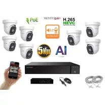   Monitorrs Security - AI IP Aktív dóm kamerarendszer 7 kamerával switchel 5 mpix - 6077K7B