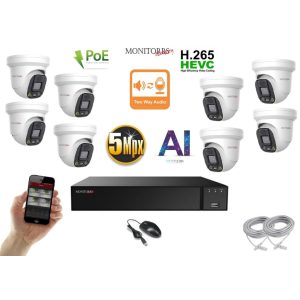 Monitorrs Security - AI IP Aktív dóm kamerarendszer 8 kamerával 5 mpix - 6077K8