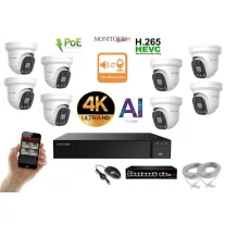   Monitorrs Security - AI IP Aktív dóm kamerarendszer 8 kamerával switchel 8 mpix - 6077K8B