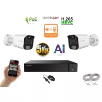   Monitorrs Security - AI IP Aktív kamerarendszer 2 kamerával 5 mpix WTube - 6078K2
