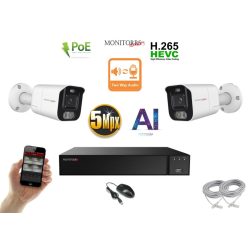   Monitorrs Security - AI IP Aktív kamerarendszer 2 kamerával 5 mpix WTube - 6078K2