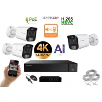   MS - AI IP Aktív kamerarendszer 3 kamerával switchel 8 mpix WTube - 6078K3B