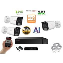   MS - AI IP Aktív kamerarendszer 3 kamerával switchel 5 mpix WTube - 6078K3B