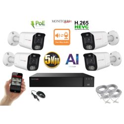   Monitorrs Security - AI IP Aktív kamerarendszer 4 kamerával 5 mpix WTube - 6078K4