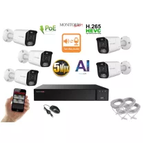   Monitorrs Security - AI IP Aktív kamerarendszer 5 kamerával 5 mpix WTube - 6078K5