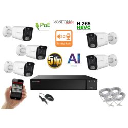  Monitorrs Security - AI IP Aktív kamerarendszer 5 kamerával 5 mpix WTube - 6078K5