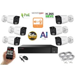   Monitorrs Security - AI IP Aktív kamerarendszer 6 kamerával 5 mpix WTube - 6078K6