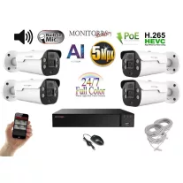   Monitorrs Security - AI IP Aktív kamerarendszer 4 kamerával 5 mpix WTube - 6079K4