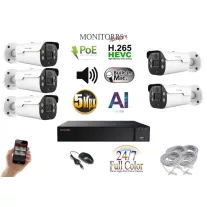   Monitorrs Security - AI IP Aktív kamerarendszer 5 kamerával 5 mpix WTube - 6079K5