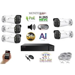   Monitorrs Security - AI IP Aktív kamerarendszer 5 kamerával 5 mpix WTube - 6079K5