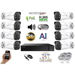   Monitorrs Security - AI IP Aktív kamerarendszer 8 kamerával 5 mpix WTube - 6079K8