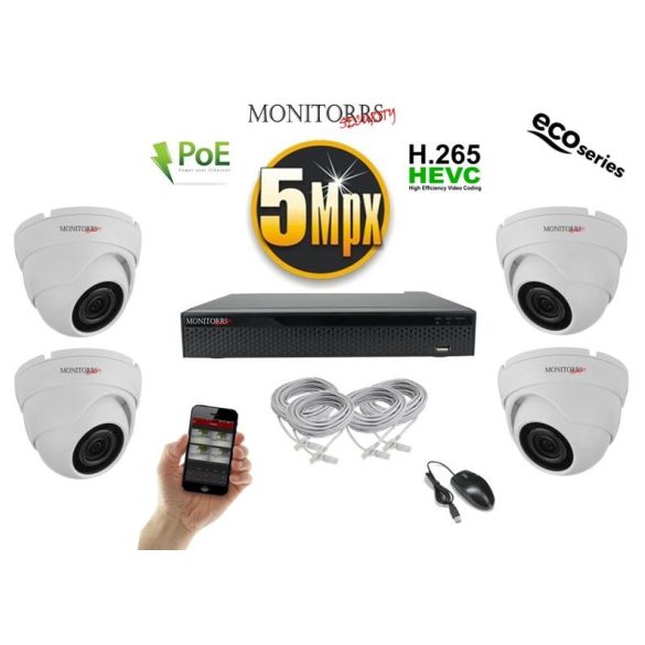 Monitorrs Security - IP Dóm kamerarendszer 4 kamerával 5 Mpix WD - 6080K4