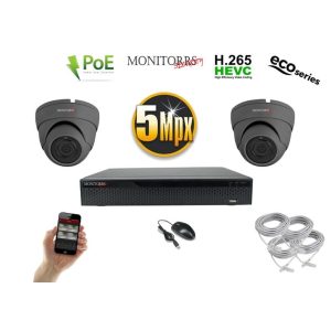 Monitorrs Security - IP Dóm kamerarendszer 2 kamerával 5 Mpix GD - 6081K2