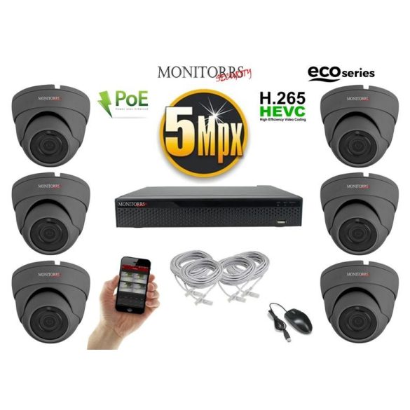 Monitorrs Security - IP Dóm kamerarendszer 6 kamerával 5 Mpix GD - 6081K6