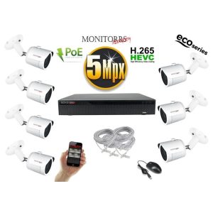 Monitorrs Security - IP kamerarendszer 7 kamerával 5 Mpix WT - 6082K7