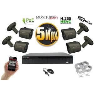 Monitorrs Security - IP kamerarendszer 4 kamerával 5 Mpix GT - 6083K4