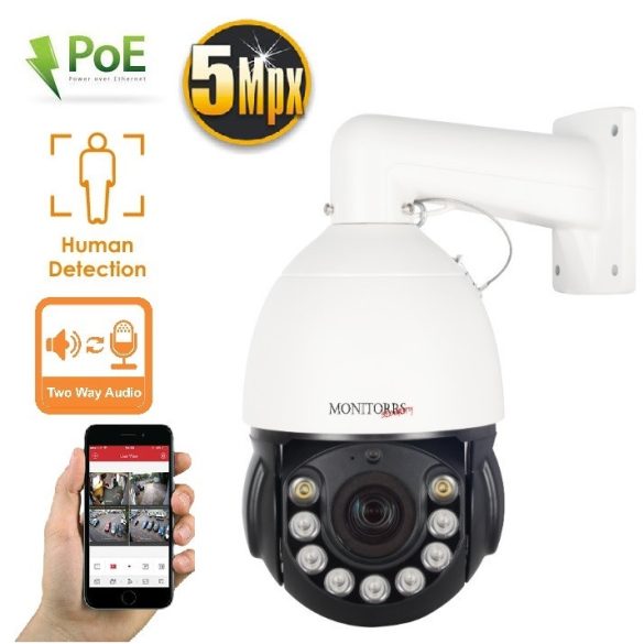 MS - PTZ IP KAMERA, 5MP, 18X ZOOM, 120M IR, 40M FEHÉR LED, POE - 6098