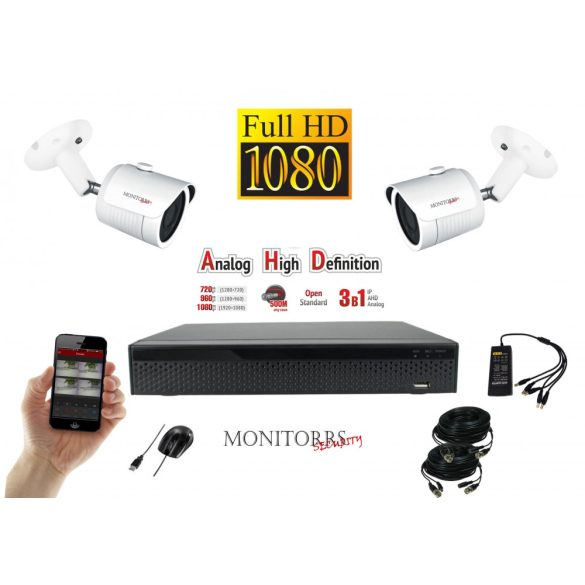 Monitorrs Security - AHD kamerarendszer 2 kamerával 2 Mpix - 6101K2