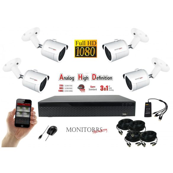Monitorrs Security - AHD kamerarendszer 4 kamerával 2 Mpix - 6101K4