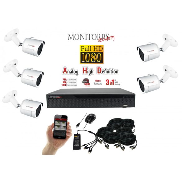 Monitorrs Security - AHD kamerarendszer 5 kamerával 2 Mpix - 6101K5