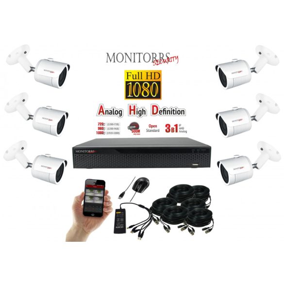 Monitorrs Security - AHD kamerarendszer 6 kamerával 2 Mpix - 6101K6