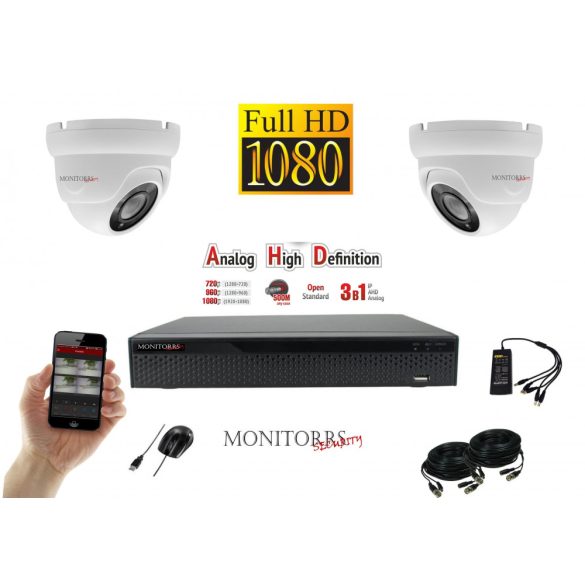 Monitorrs Security - AHD Dóm kamerarendszer 2 kamerával 2 Mpix - 6103K2