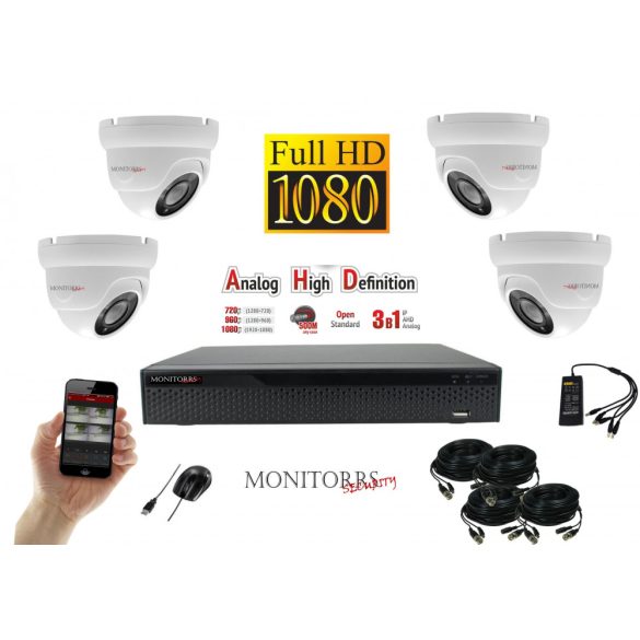 Monitorrs Security - AHD Dóm kamerarendszer 4 kamerával 2 Mpix - 6103K4