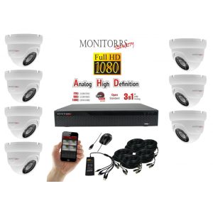 Monitorrs Security - AHD Dóm kamerarendszer 7 kamerával 2 Mpix - 6103K7