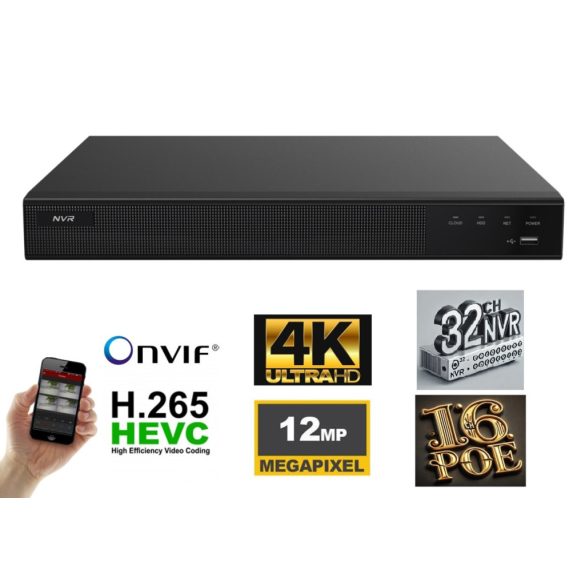 Monitorrs Security - 32 csatornás IP rögzítő, 16xPoE - 6117