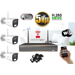   Monitorrs Security - Wifi IP kamerarendszer 3 kamerával 5 Mpix - 6121K3