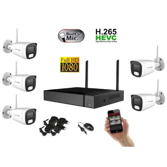 Monitorrs Security - Wifi IP kamerarendszer 5 kamerával 2 Mpix. - 6122k5