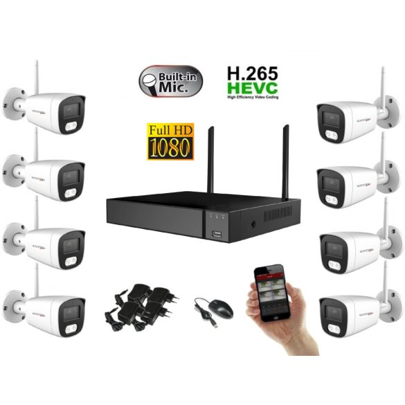 Monitorrs Security - Wifi IP kamerarendszer 8 kamerával 2 Mpix. - 6122k8