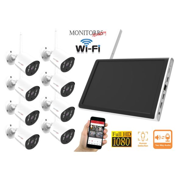 Monitorrs Security - Wifi All in One kamerarendszer 8 kamerával 3 Mpix - 6129K8