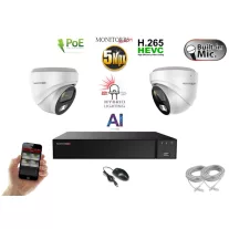   Monitorrs Security - AI Hybrid Light IP kamerarendszer 2 kamerával 5 Mpix WD - 6141k2