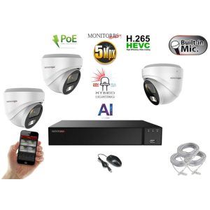 Monitorrs Security - AI Hybrid Light IP kamerarendszer 3 kamerával 5 Mpix WD - 6141k3