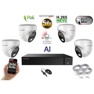 Monitorrs Security - AI Hybrid Light IP kamerarendszer 4 kamerával 5 Mpix WD - 6141k4