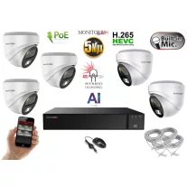   Monitorrs Security - AI Hybrid Light IP kamerarendszer 5 kamerával 5 Mpix WD - 6141k5