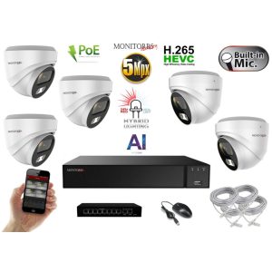 MS - AI Hybrid Light IP kamerarendszer 5 kamerával switchel 5 Mpix WD - 6141k5B