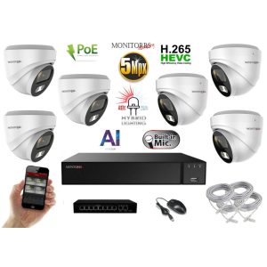MS - AI Hybrid Light IP kamerarendszer 6 kamerával switchel 5 Mpix WD - 6141k6B