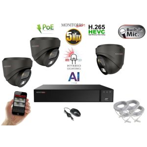 Monitorrs Security - AI Hybrid Light IP kamerarendszer 3 kamerával 5 Mpix GD - 6142k3