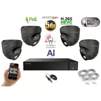   Monitorrs Security - AI Hybrid Light IP kamerarendszer 4 kamerával 5 Mpix GD - 6142k4