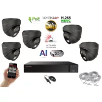   Monitorrs Security - AI Hybrid Light IP kamerarendszer 5 kamerával 5 Mpix GD - 6142k5