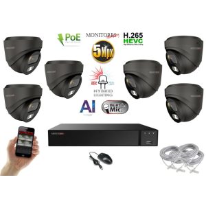 Monitorrs Security - AI Hybrid Light IP kamerarendszer 6 kamerával 5 Mpix GD - 6142k6