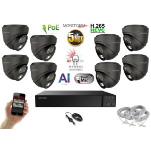 Monitorrs Security - AI Hybrid Light IP kamerarendszer 8 kamerával 5 Mpix GD - 6142k8