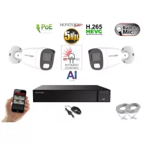   Monitorrs Security - AI Hybrid Light IP kamerarendszer 2 kamerával 5 Mpix WT - 6143k2