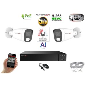 Monitorrs Security - AI Hybrid Light IP kamerarendszer 2 kamerával 5 Mpix WT - 6143k2