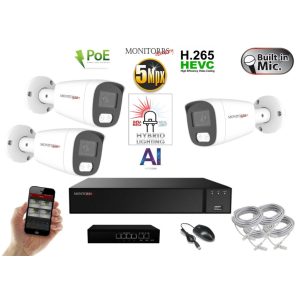 MS - AI Hybrid Light IP  kamerarendszer 3 kamerával switchel 5 Mpix WT - 6143k3B