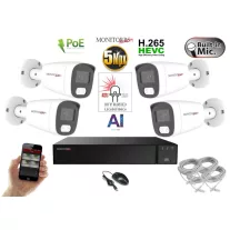   Monitorrs Security - AI Hybrid Light IP kamerarendszer 4 kamerával 5 Mpix WT - 6143k4