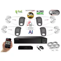   MS - AI Hybrid Light IP  kamerarendszer 4 kamerával switchel 5 Mpix WT - 6143k4B