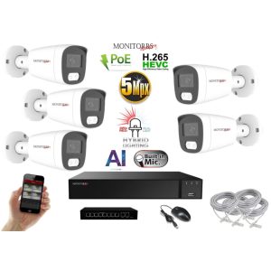 MS - AI Hybrid Light IP kamerarendszer 5 kamerával switchel 5 Mpix WT - 6143k5B